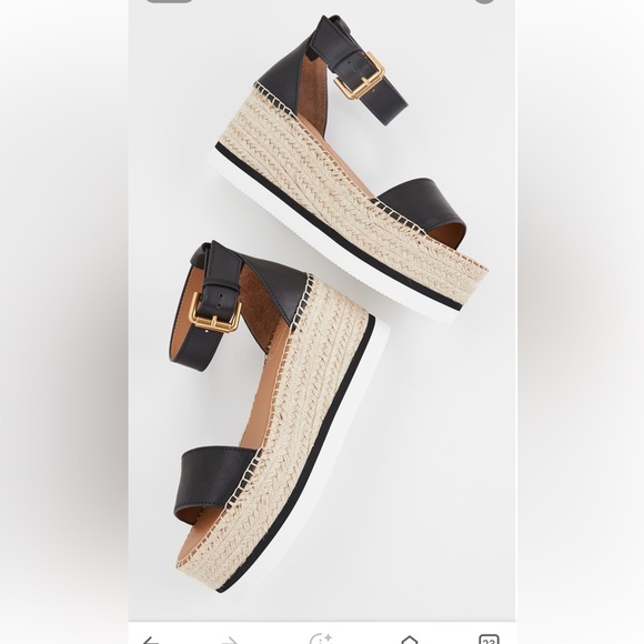 See by Chloe Glyn black espadrille sandal wedges - Picture 4 of 11